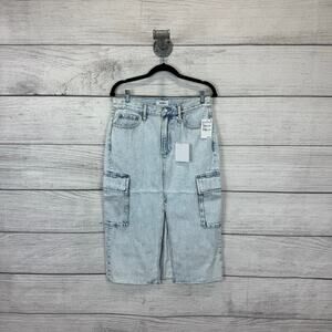 Pistola Women's Light Wash Mckayla Low Slung Cargo Jean Skirt Size 28